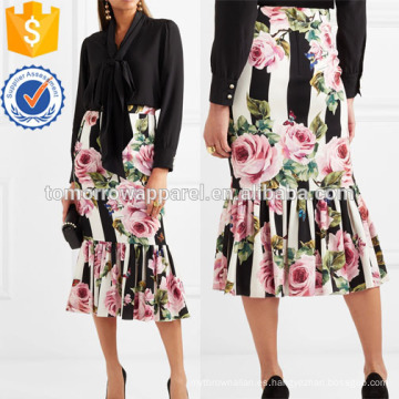 Falda midi de seda con estampado floral, fabricación de falda Midi Skirt Fashion Apparel (TA3053S)